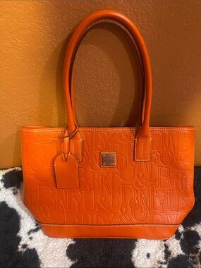 Dooney & Bourke Bright Orange Embossed Leather Tote
